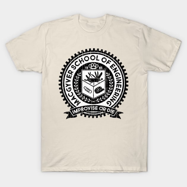 Retro Macgyver school of engineering T-Shirt by Brown Pencil